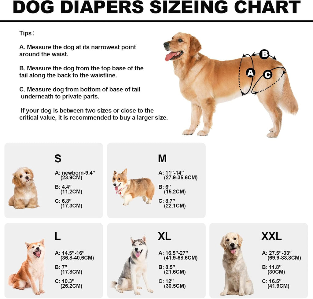 Vuncessin girl dog diapers showing adjustable waist fasteners and tail hole