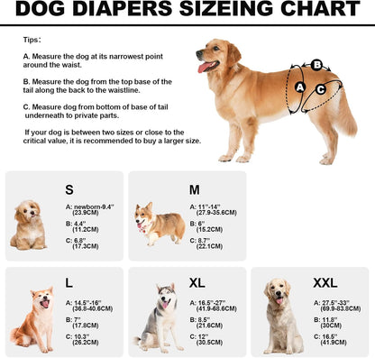 Vuncessin girl dog diapers showing adjustable waist fasteners and tail hole