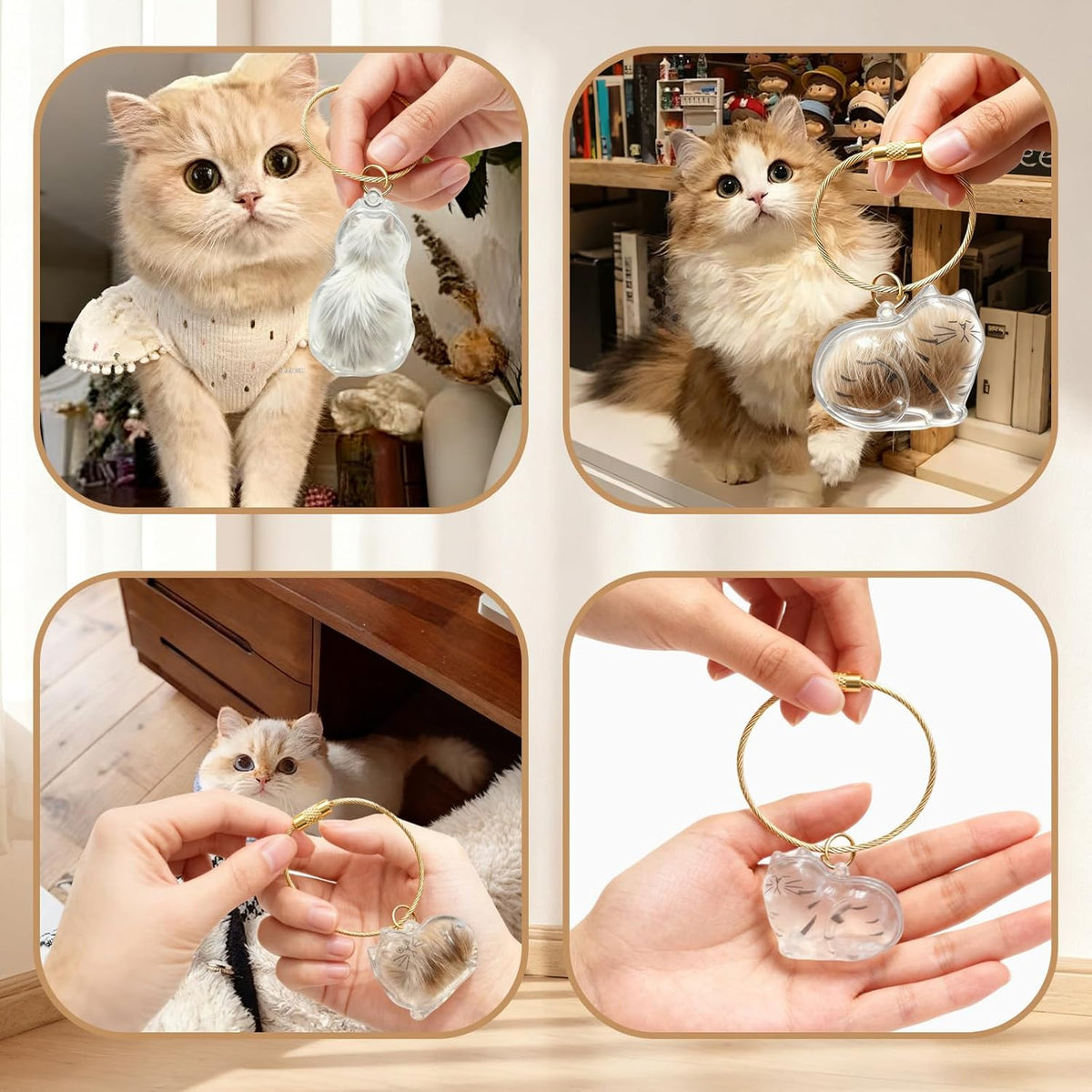 JYMLWWR transparent pet fur keepsake holder displaying the secure twisted opening mechanism.