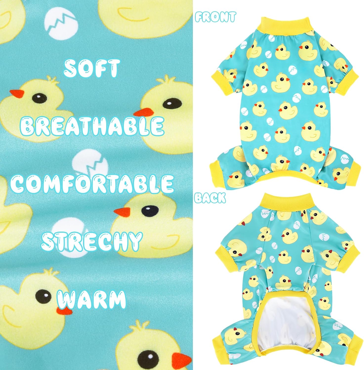 XPUDAC Dog Pajamas Soft Stretchy Duck Dog Clothes for Small Medium Dogs Pet Jumpsuit Puppy Onesie Outfits Cat Apparel-S - Image 9