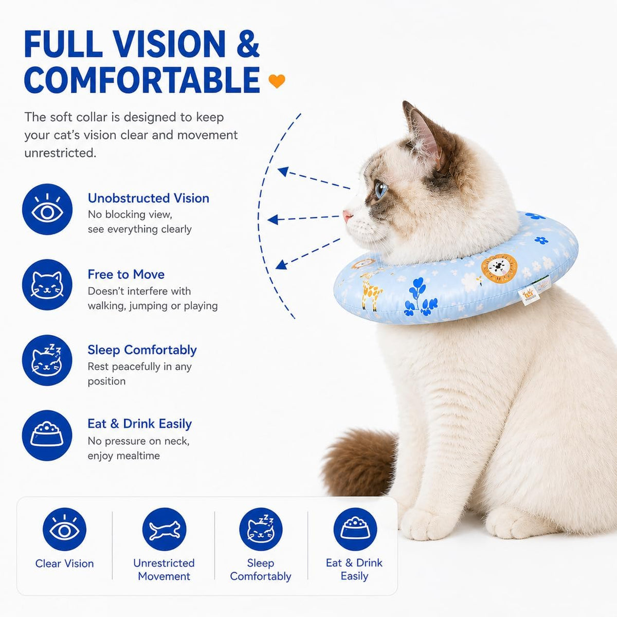 Adjustable soft Elizabethan collar alternative showcasing the anti-slip drawstring mechanism.