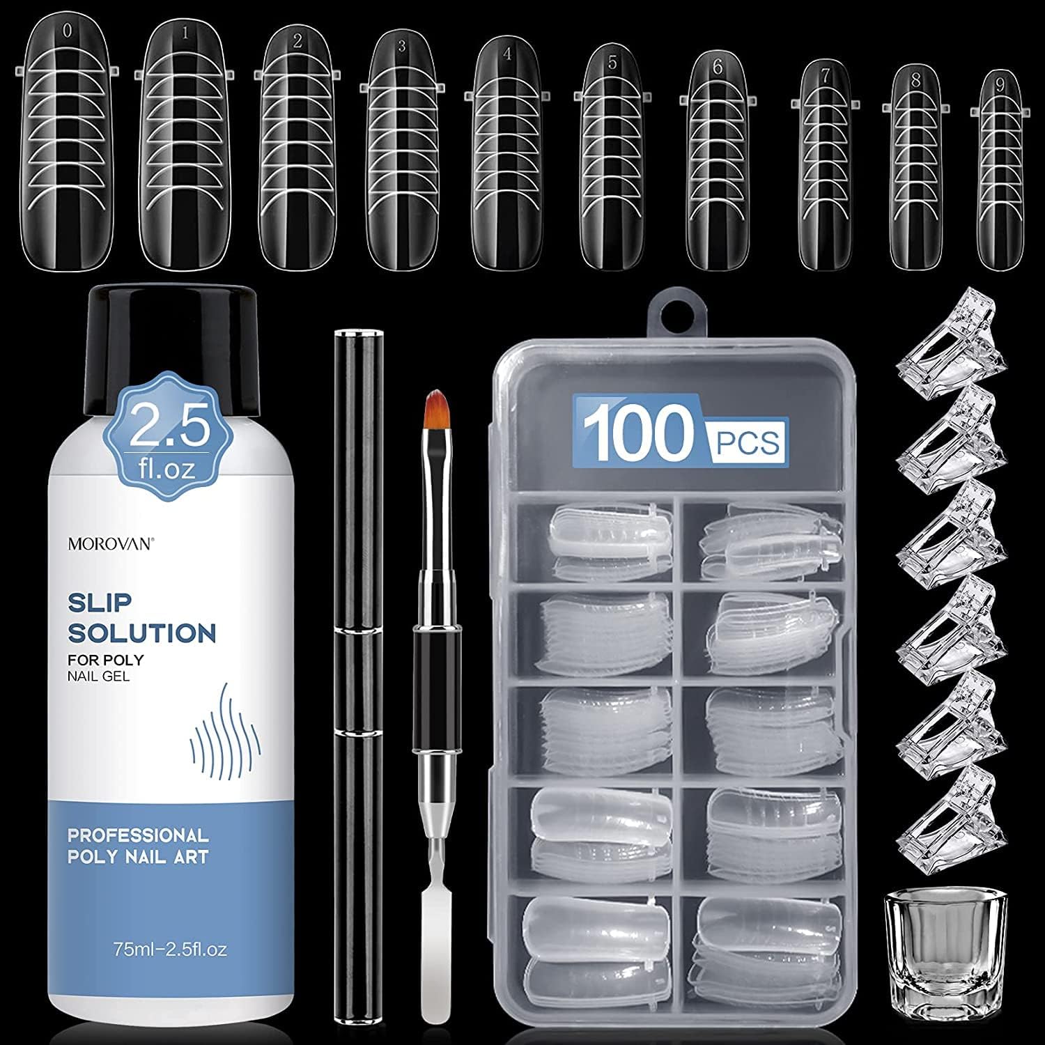 Morovan Nail Slip Solution Kit 2.5 ounce bottle and kit components