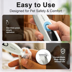 SEONEZU low noise pet trimmer being used gently on a small dog's paw pads.