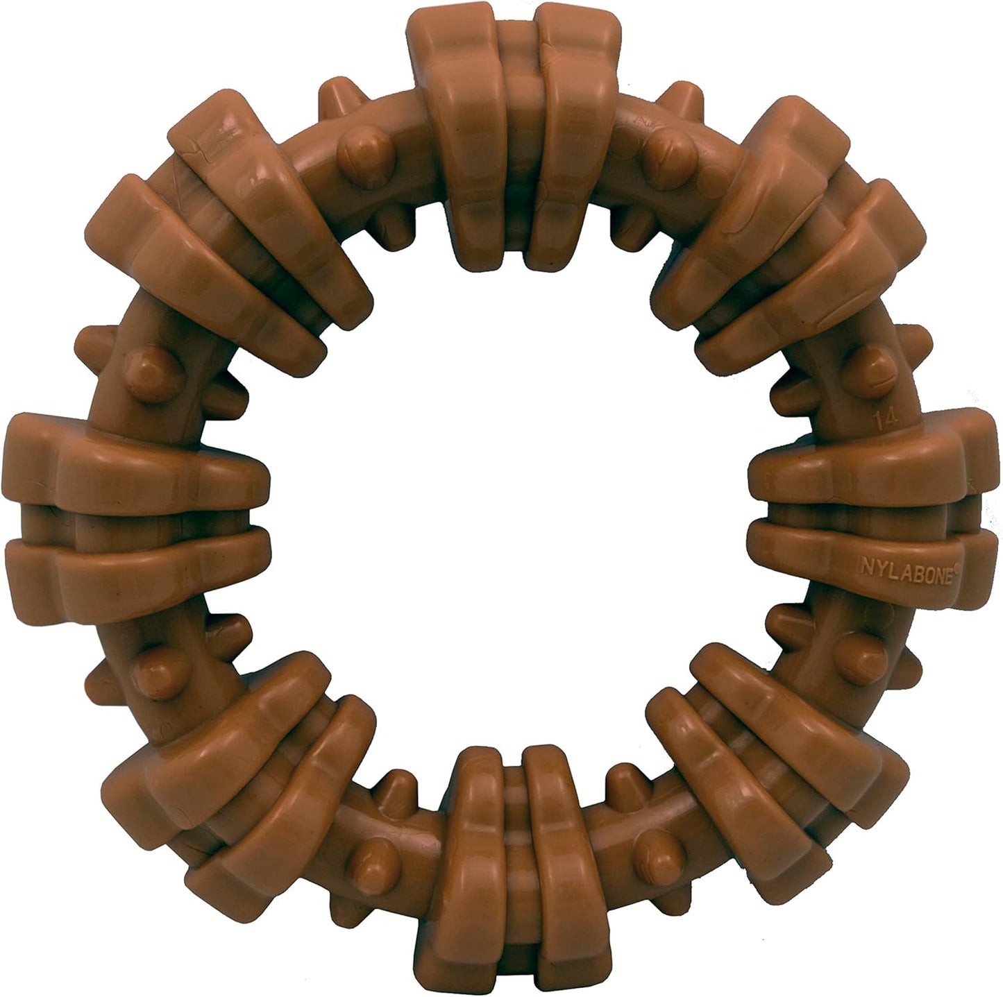 Nylabone Textured Ring Power Chew Durable Dog Toy front view for aggressive chewers.