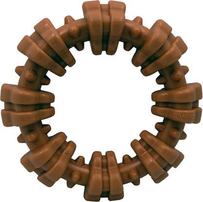 Nylabone Textured Ring Power Chew Durable Dog Toy front view for aggressive chewers.