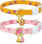 2 Pack Cotton Cat Collar Pink Strawberrie White Heart Cute Kitten Collar - Image 11