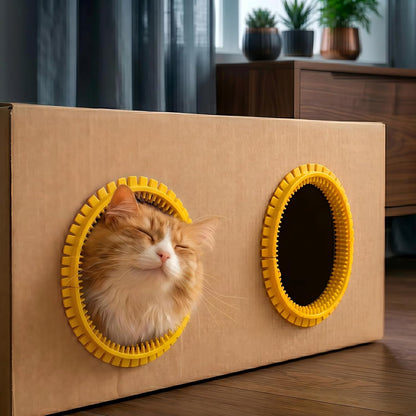 Cat Self Groomer Arch for Cardboard Boxes, DIY Cat Tunnel Brush & Massage Comb for Indoor Cats, Interactive Self Grooming Toy for Cat Cave, Hideouts & Enrichment Play (Blush Pink) - Image 12