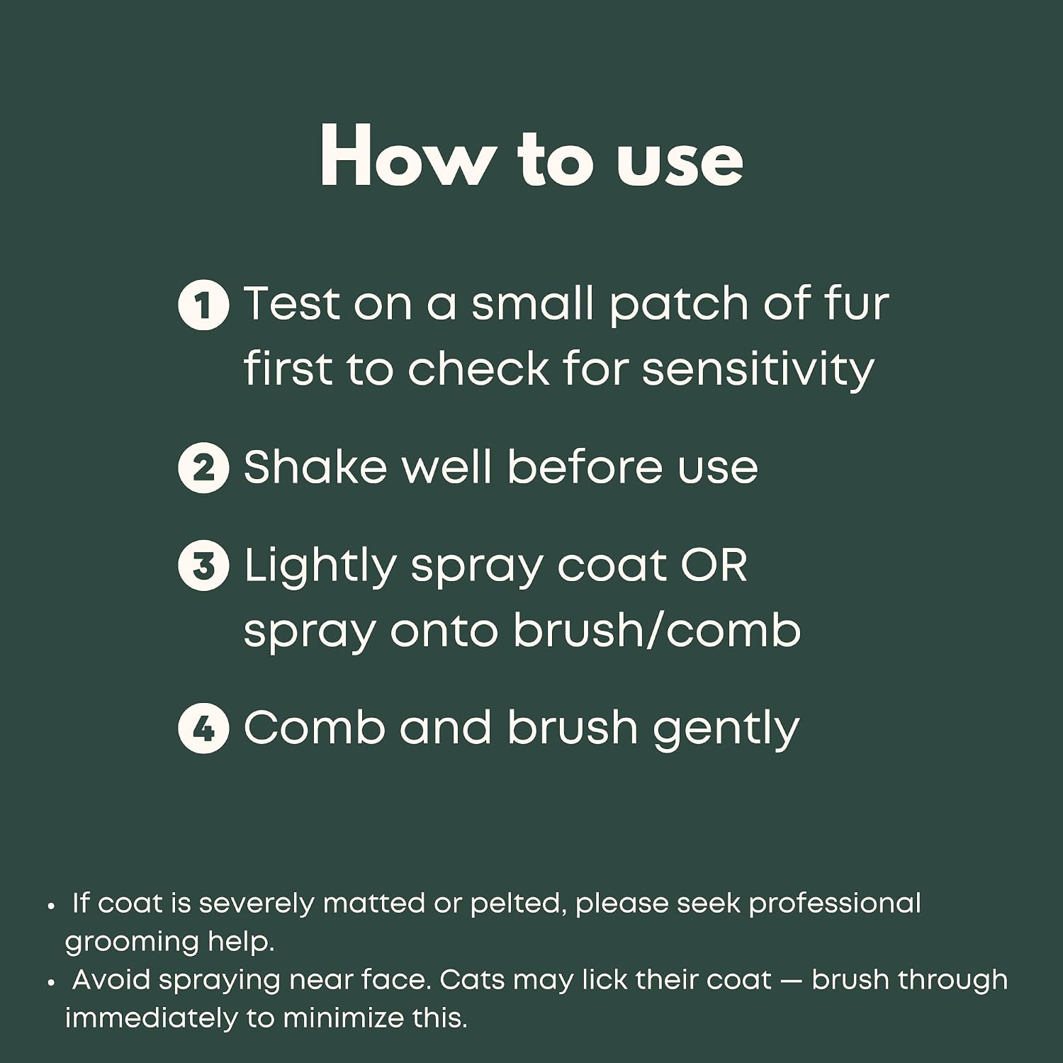 Natural cat coat spray by Freshly Bailey being used to remove stubborn hair knots painlessly