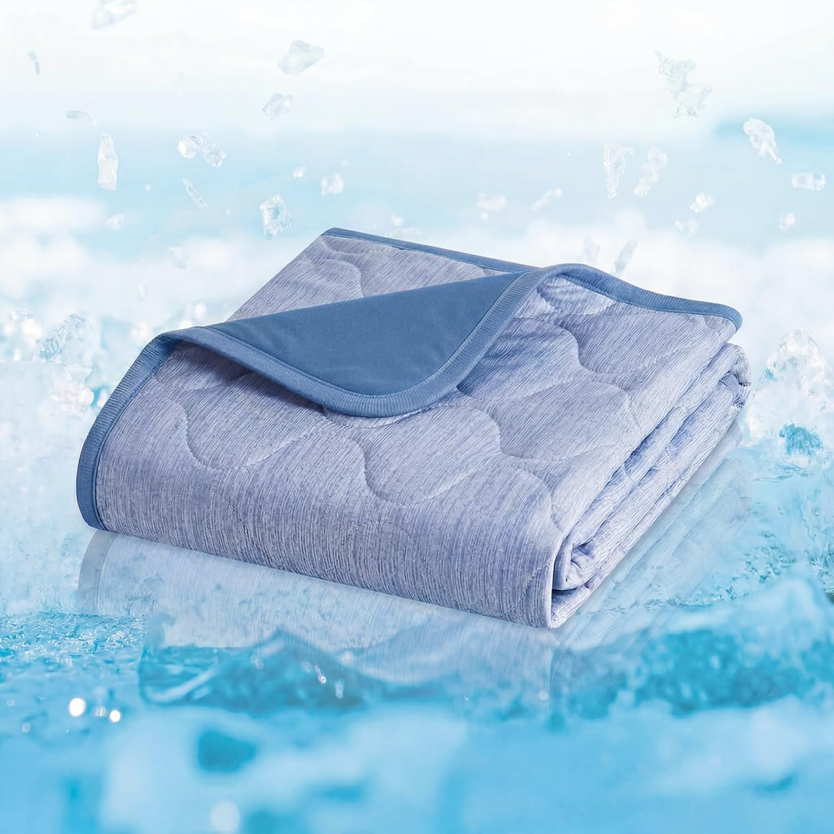Folded Cozy Bliss portable pet cooling pad showing its lightweight and compact design.