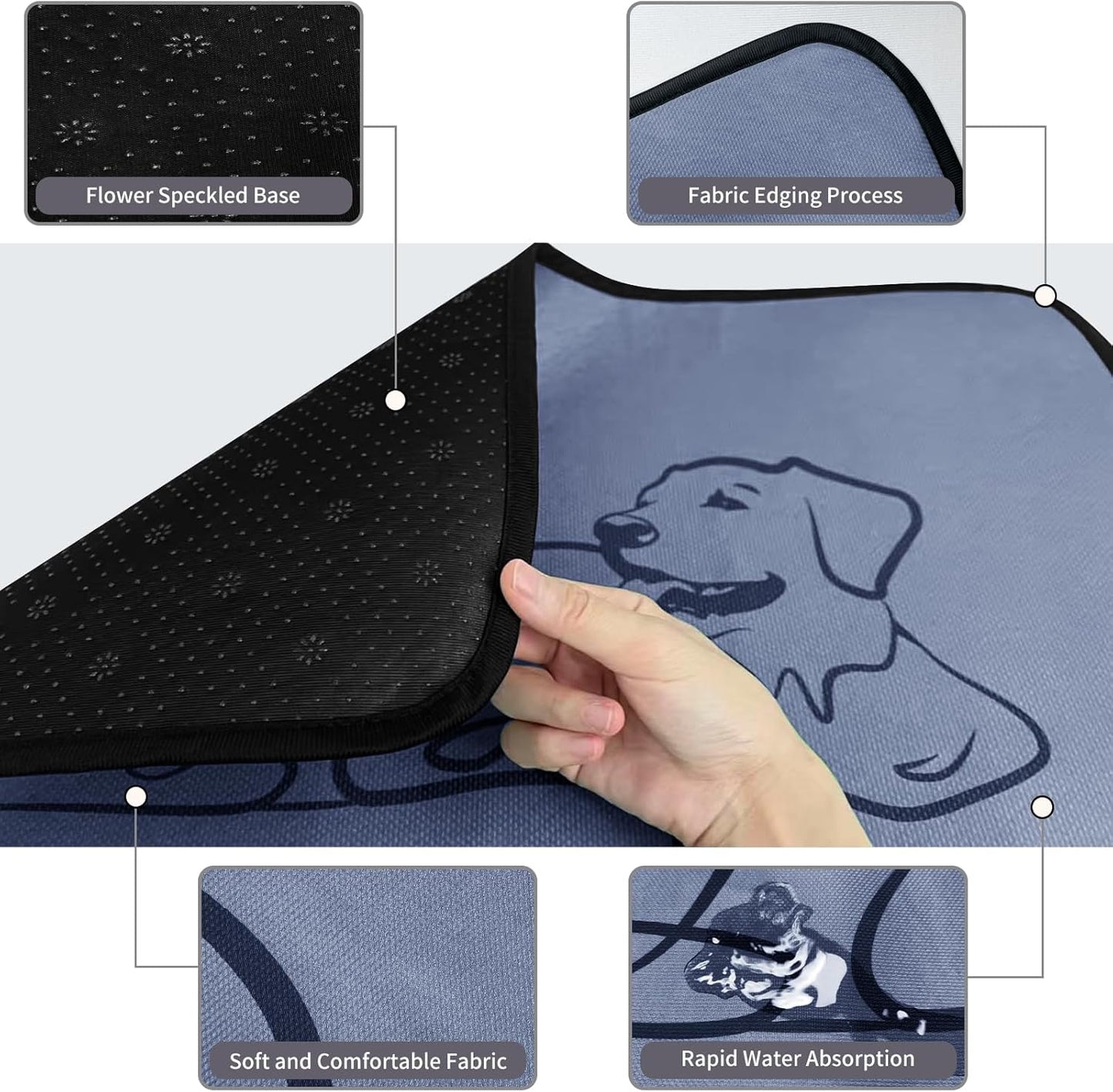 Close up of absorbent fabric surface on Zlune dog training mat