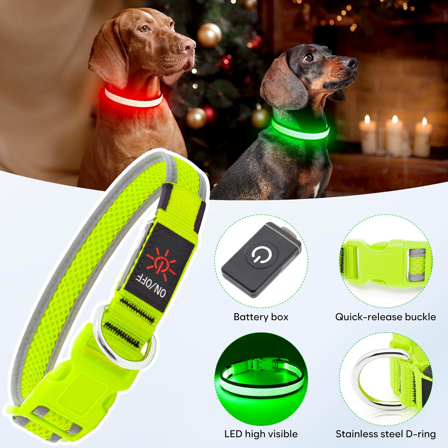 Flashseen nylon LED collar adjustable buckle