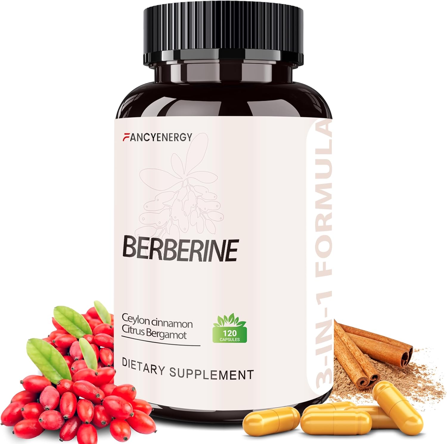 Fancyenergy Berberine HCl Ceylon Cinnamon Citrus Bergamot front label view