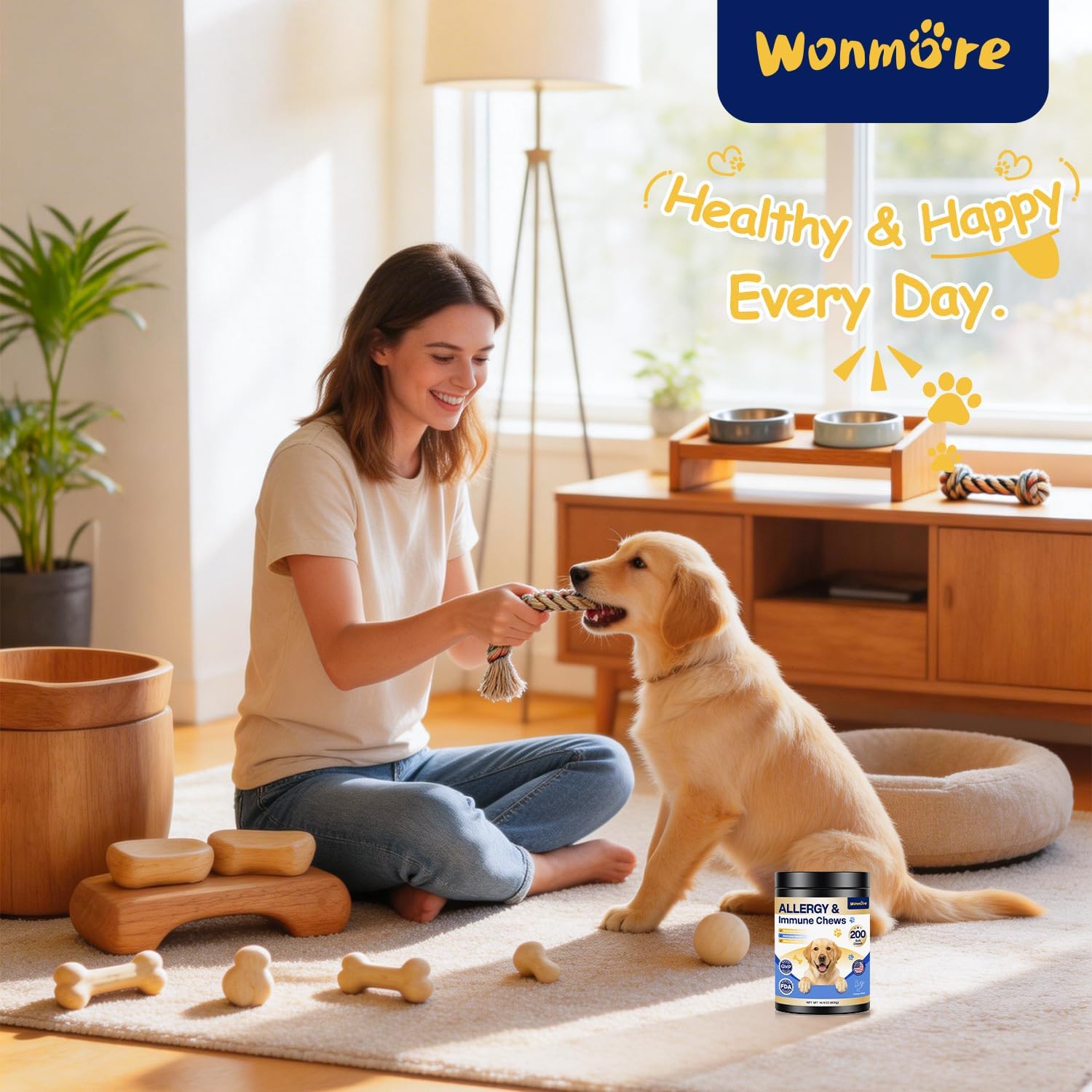 Premium canine allergy relief chews with omega 3 fish oil