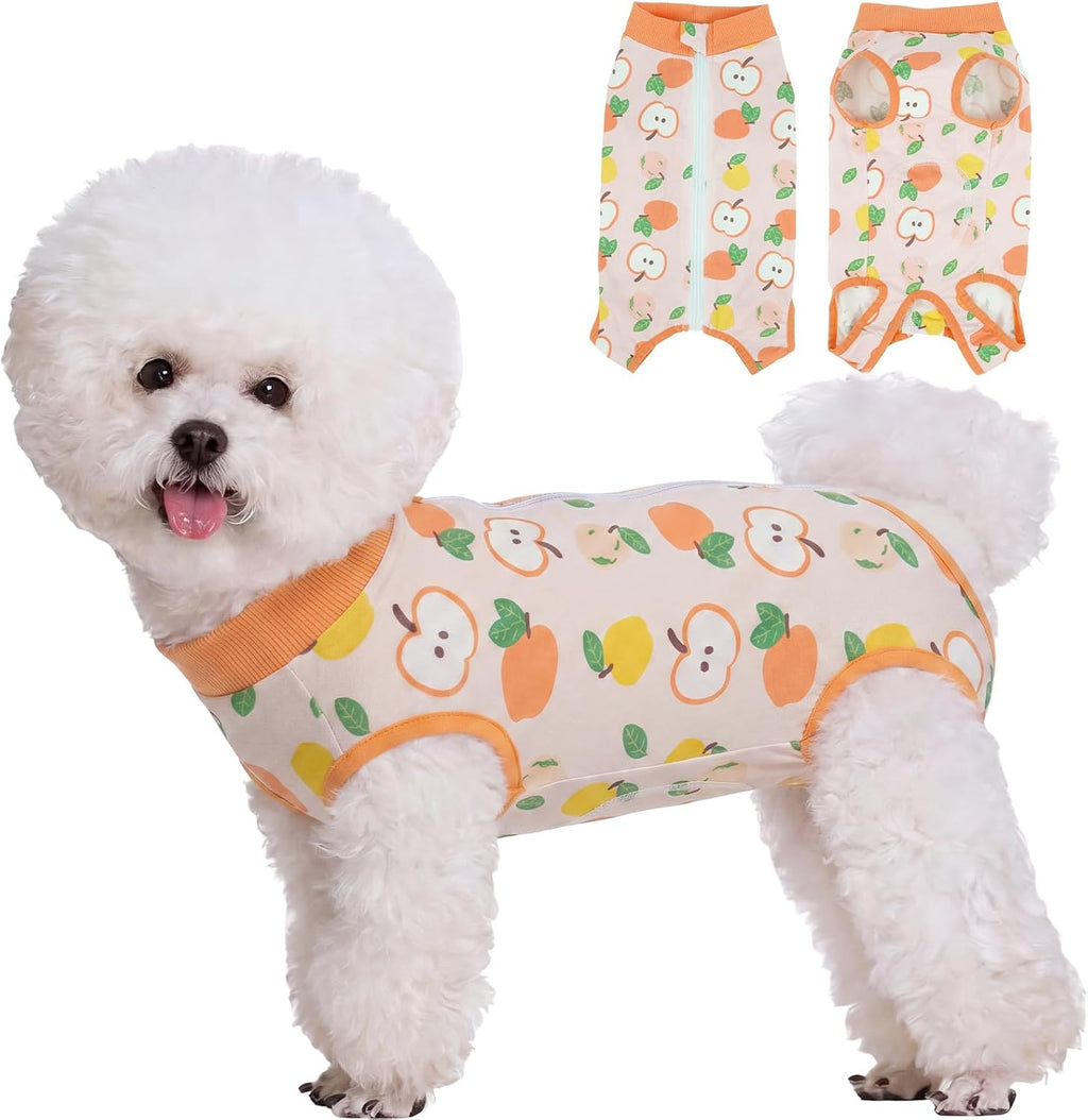 Miaododo Brkurleg small dog recovery suit orange front view