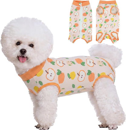 Miaododo Brkurleg small dog recovery suit orange front view