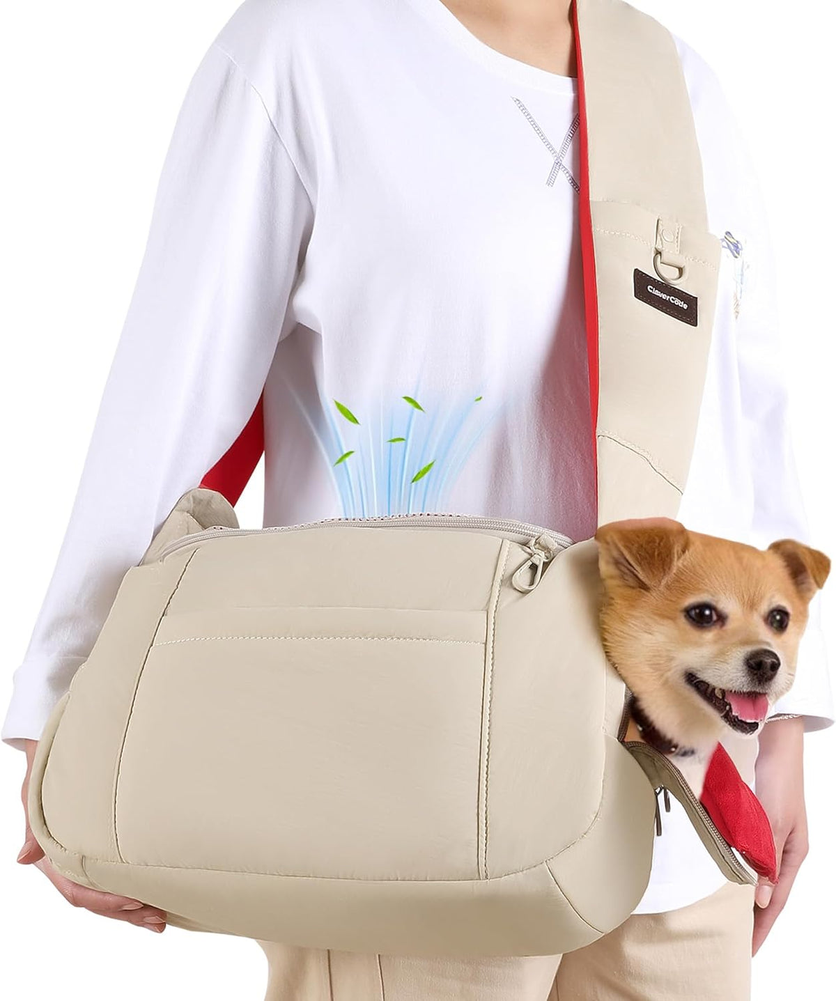 Dog Sling Carrier for Small Dogs & Cats up to 10lbs, Soft Puffy Lightweight Cat Sling Carrier with Adjustable Padded Shoulder Strap & Storage Pocket for Hands-Free Walking & Hiking Grey - Image 9