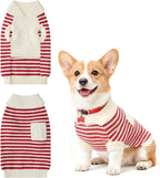 Small Dog Sweater with Zipper, Knitted Striped Pullover Dog Clothes for Cold Weather, Thick Warm Cozy Stretchy Sweater for Chihuahua, Bulldog, Dachshund, Pug(Red & White Strip, S) - Image 11