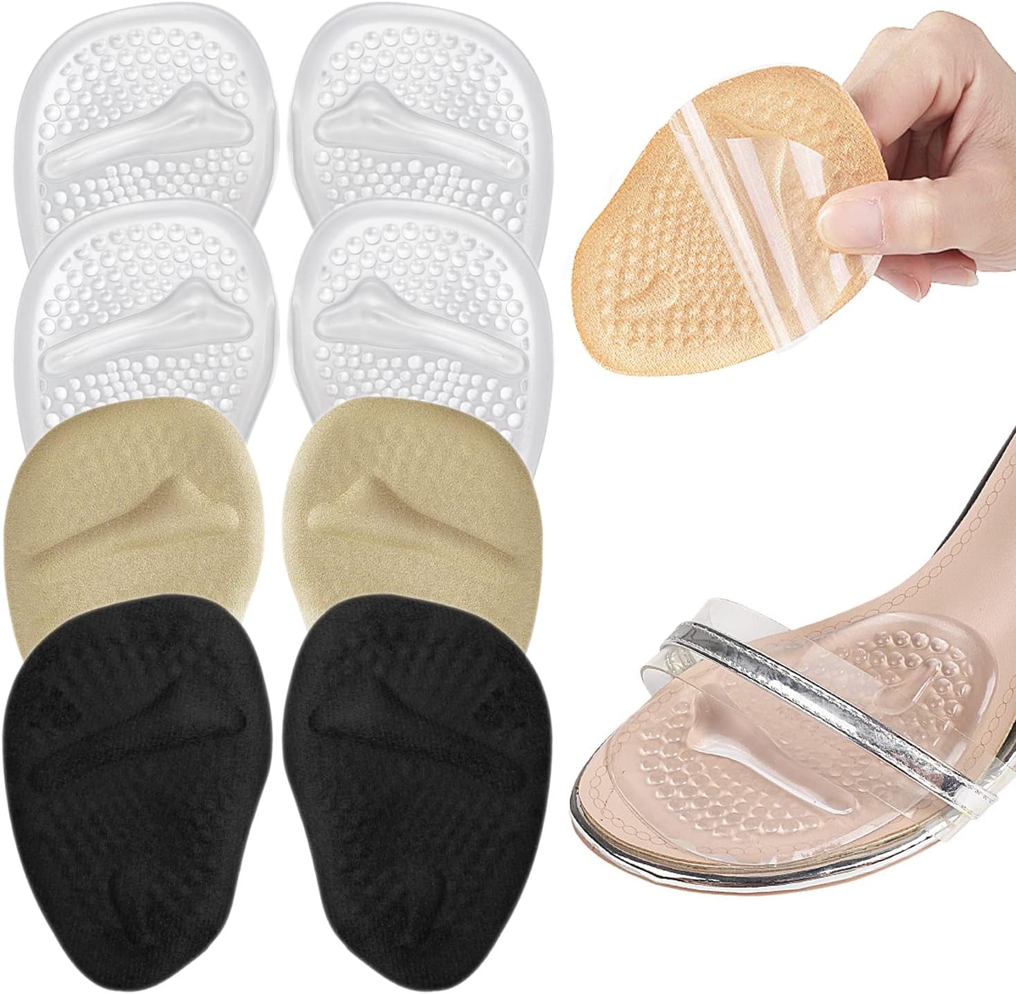 Yivckom Ball of Foot Cushions front view showing silicone gel texture for metatarsal support.