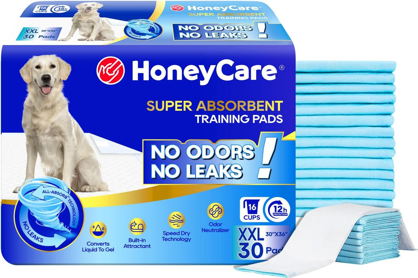Honey Care All-Absorb, Small 17.5" x 23.5", 120 Count, Dog and Puppy Training Pads, Ultra Absorbent and Odor Eliminating, Leak-Proof 5-Layer Potty Training Pads with Quick-Dry Surface, Blue, A05 - Image 15