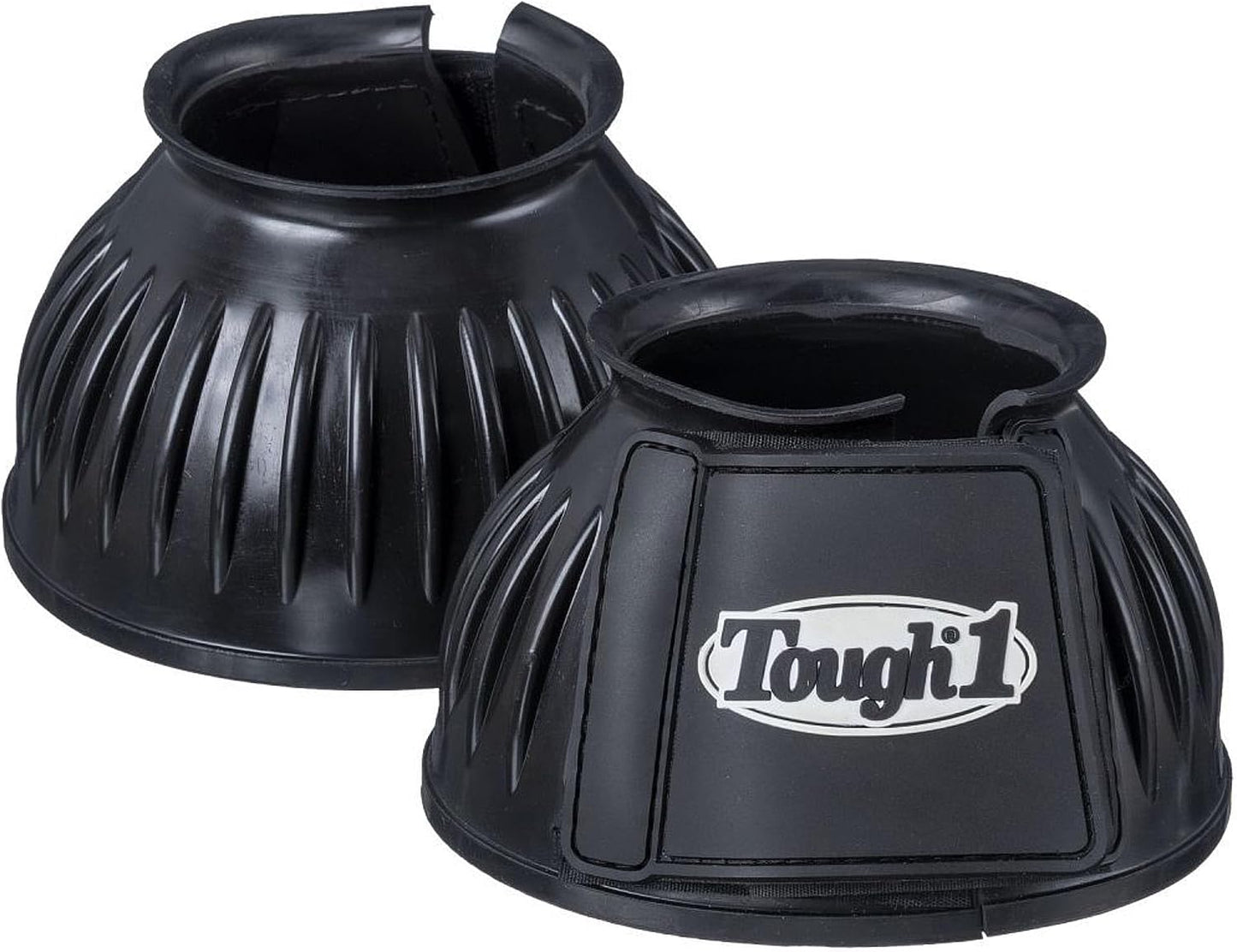 Red Medium size Tough 1 double lock protective bell boots for horses.