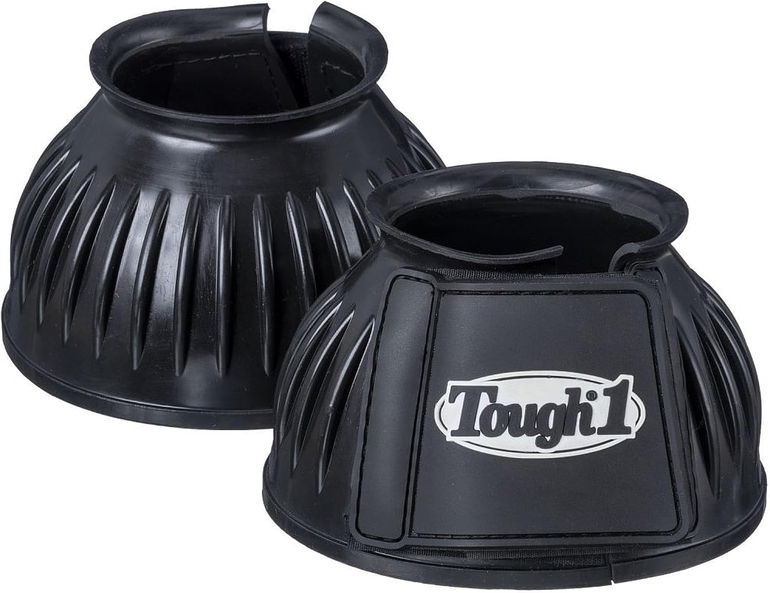 Red Medium size Tough 1 double lock protective bell boots for horses.