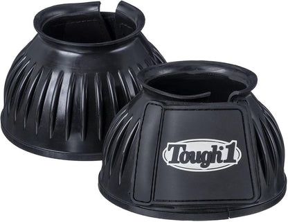 Red Medium size Tough 1 double lock protective bell boots for horses.