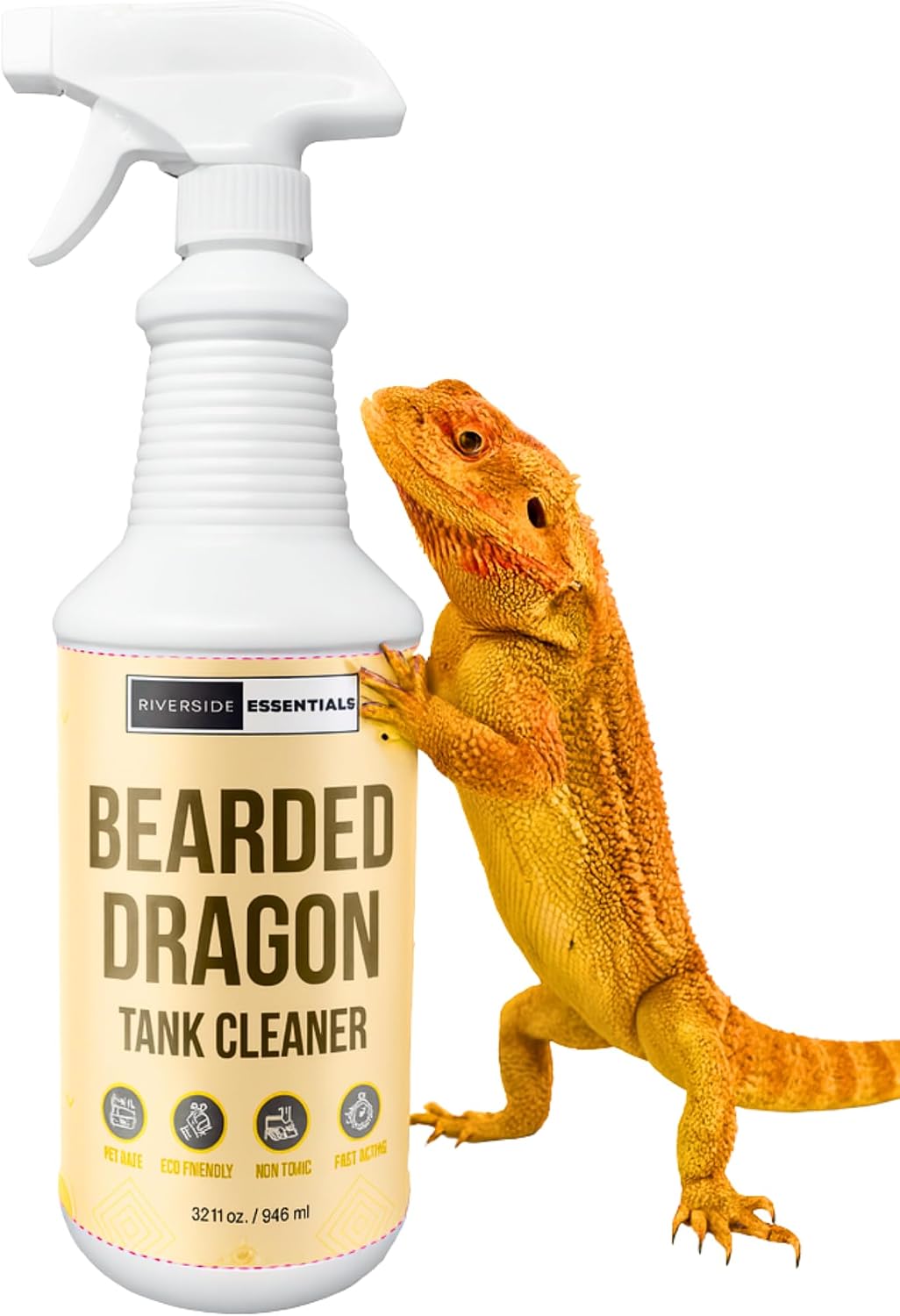 Riverside Essentials Bearded Dragon Tank Cleaner 32 Fluid Ounce front view