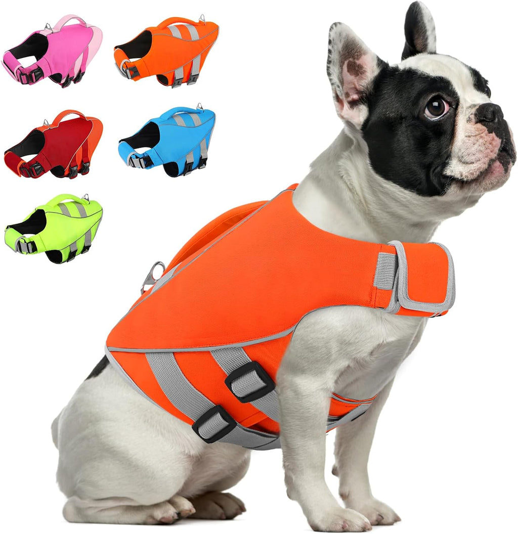 Queenmore Large Dog Life Jacket, Dog Life Vest for Swimming Boating, Puppy Life Jackets for Small Dogs, Ripstop Pet Life Vests with Rescue Handle Leash Hole, Safety Water Floating Vest, Hi-Vis Orange - Image 14