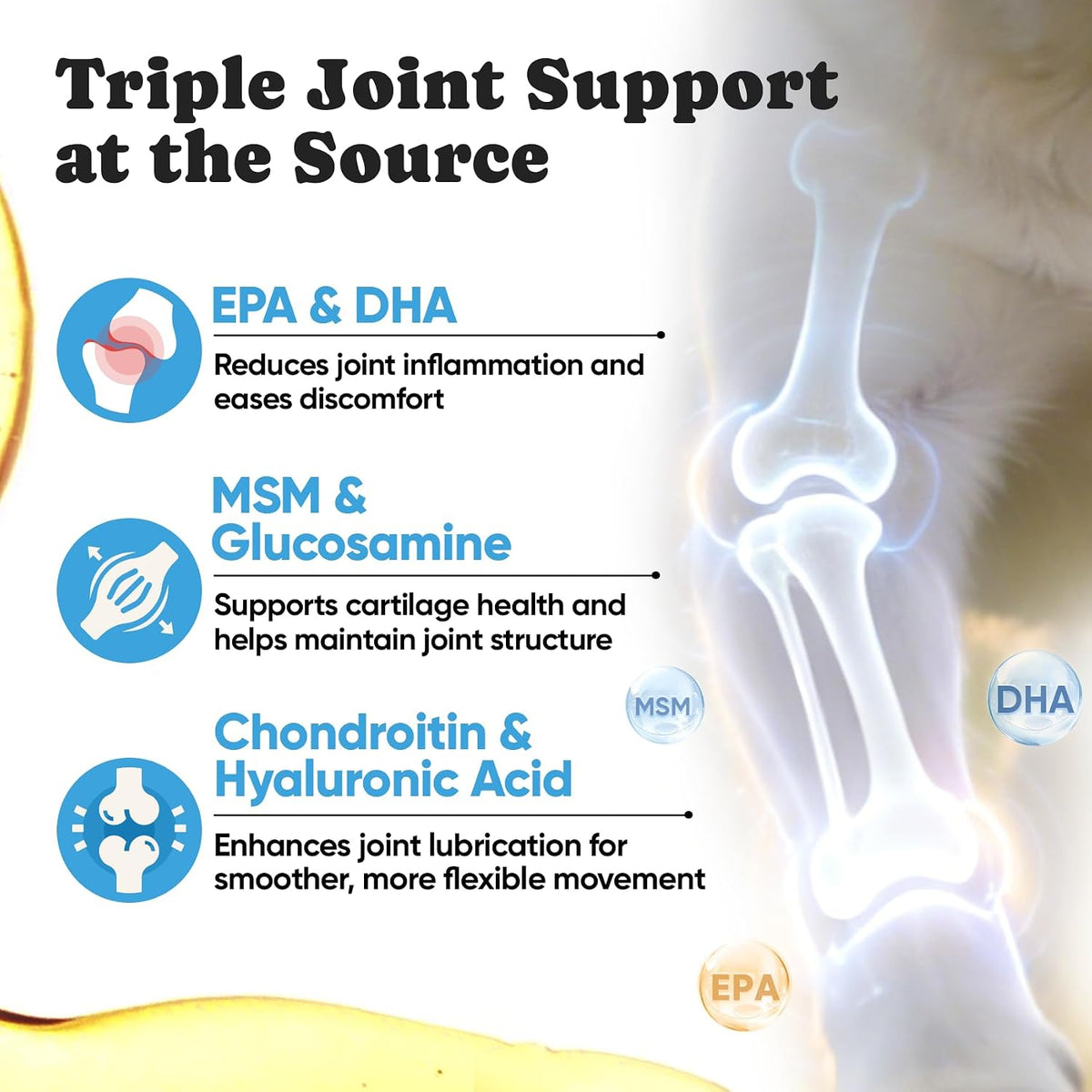 BuddyCheer EPA DHA fatty acids dog joint support soft chews label
