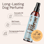 Sulfate free and paraben free pet shampoo and detangling spray for medium and large breeds