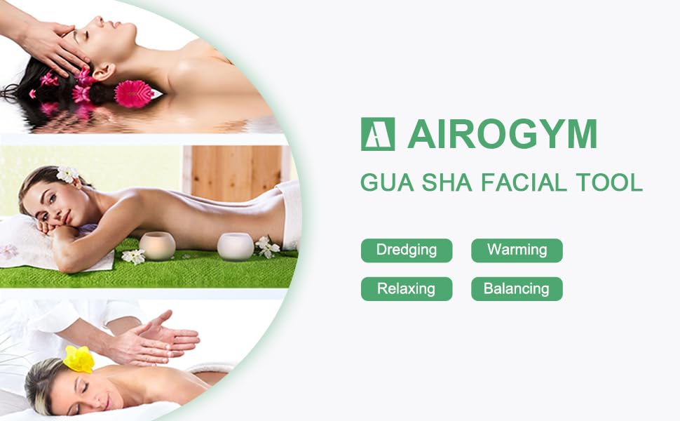 Complete packaging view of the Airogym gua sha scraping massage set
