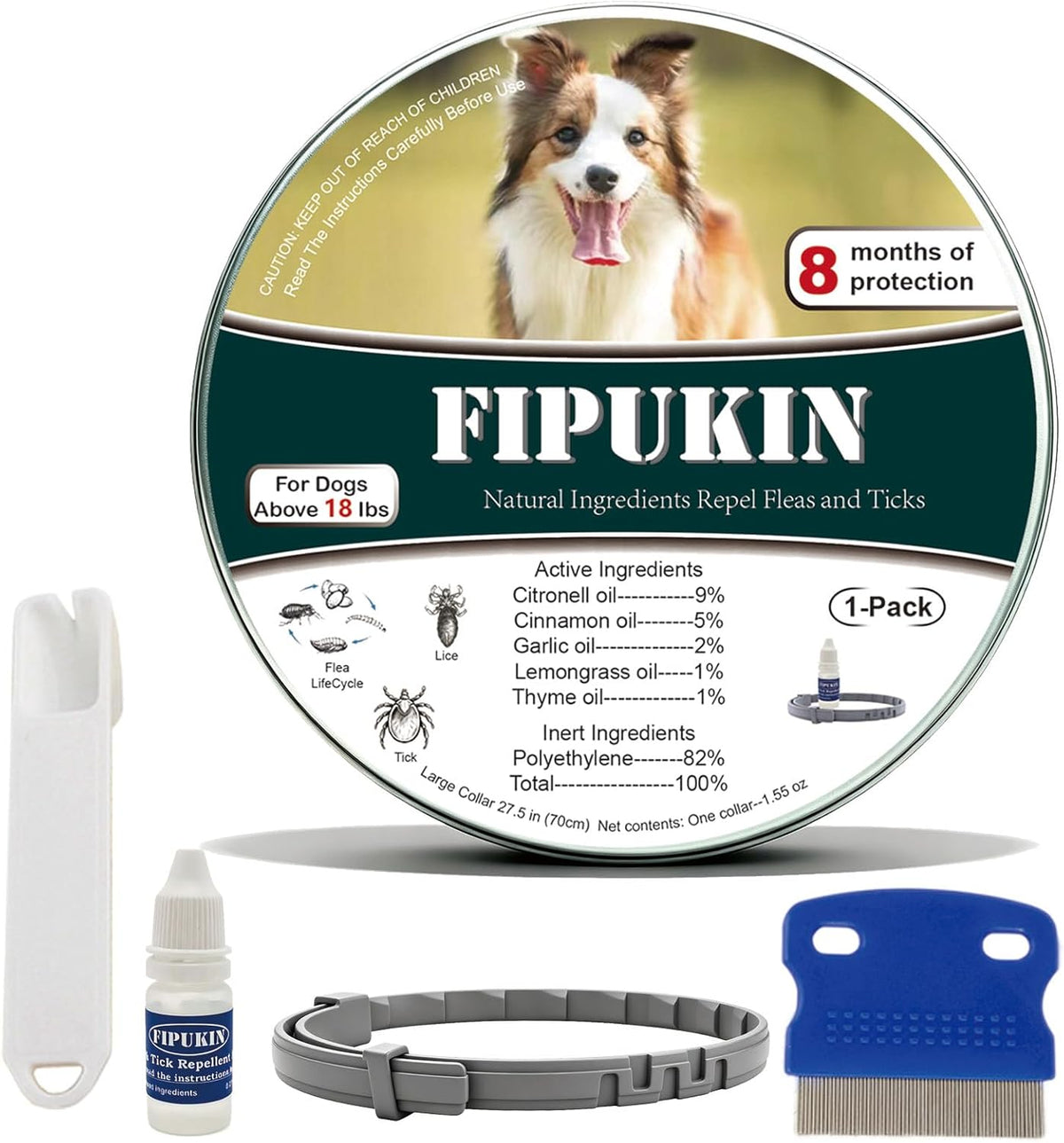 Flea and Tick Collar for Large Dogs, 2Pack | 8Month Waterproof Protection with Natural Essential Oils | Includes Comb & Tick Removal Tool - Image 10