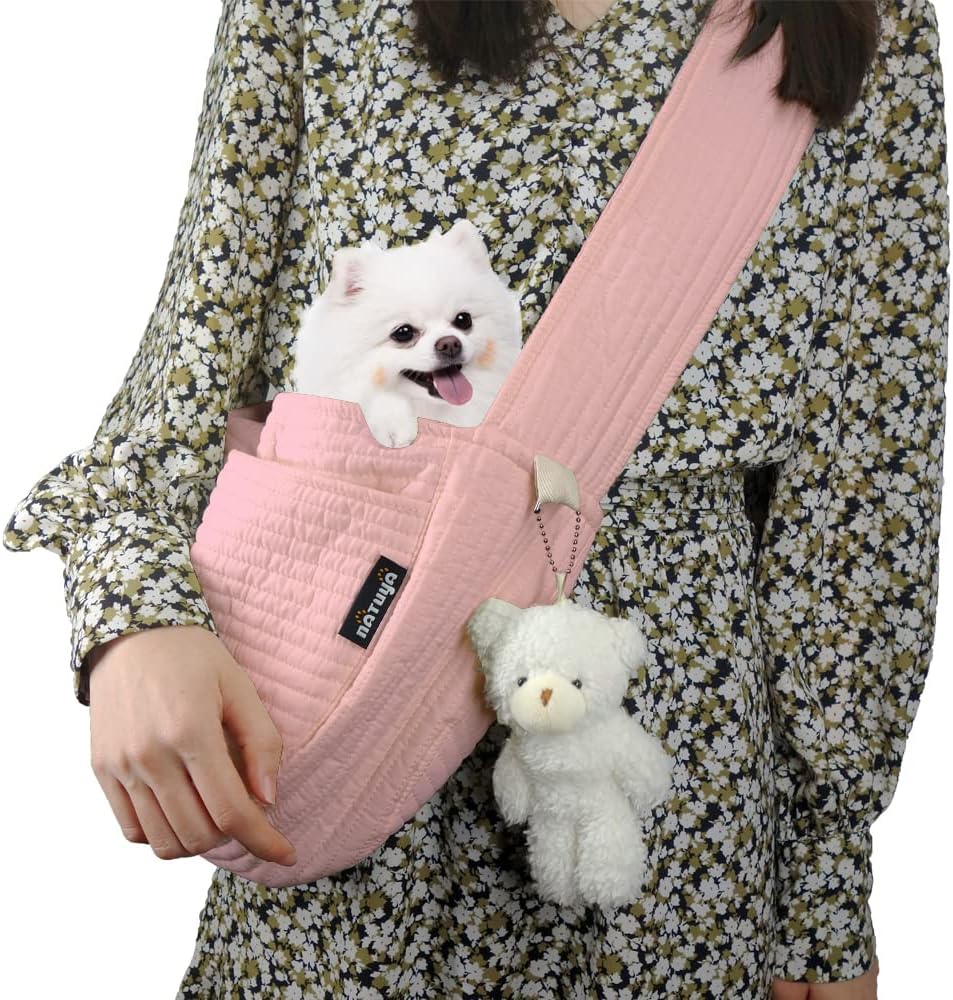 NATUYA Small Dog Carrier Sling Cat Sling-Dog Slings for Carrying Small Dogs-Adjustable Strap Hand Free Pet Puppy for Outdoor Traveling Subway (Black, Canvas-Adjustable Strap) - Image 9