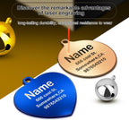 Rainbow colored circle pet identification tag with bell