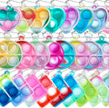 ONKULL Pop Fidget Keychain Thirty Pack front view showing assorted colorful silicone push bubble toys with metal rings.