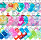 ONKULL Pop Fidget Keychain Thirty Pack front view showing assorted colorful silicone push bubble toys with metal rings.