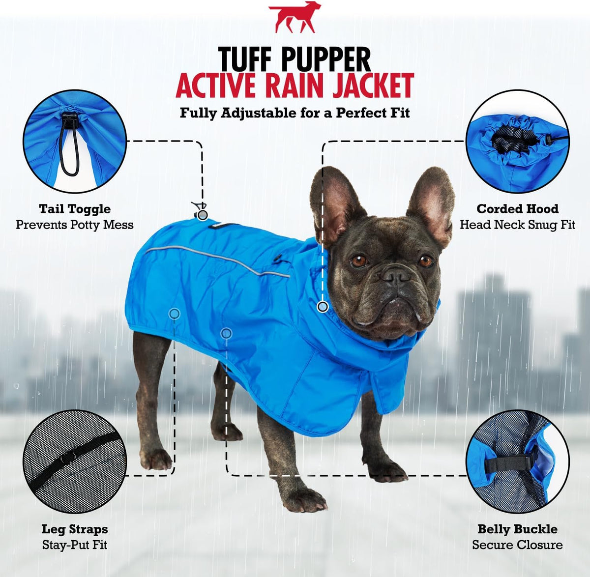 Tuff Pupper breathable mesh lining interior view of pet raincoat