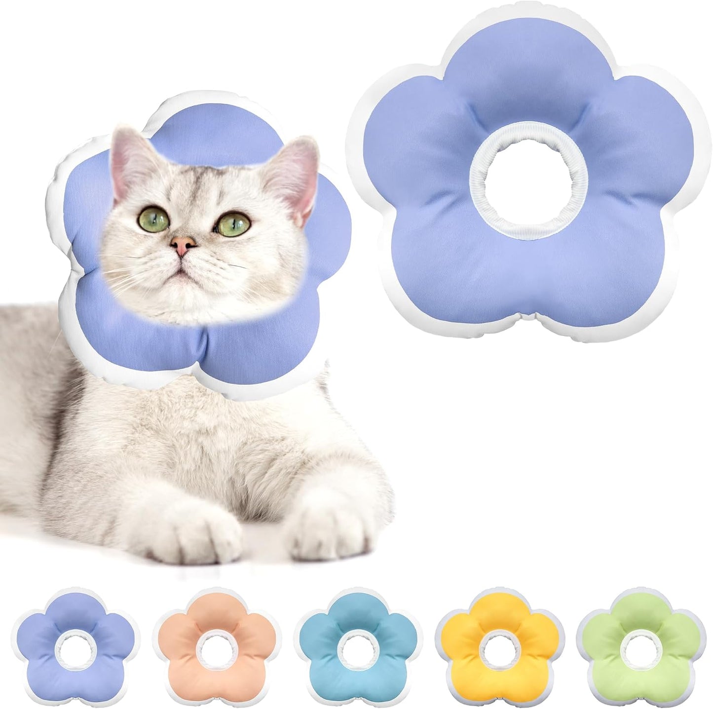 Cat Cone Collar Soft, Waterproof Cats Cones to Stop Licking After Surgery, Adjustable Soft Elizabeth Cats Collars for Wound Healing, Flower Shape Cat Recovery Collar (Pastel Orange, X-Small) - Image 15