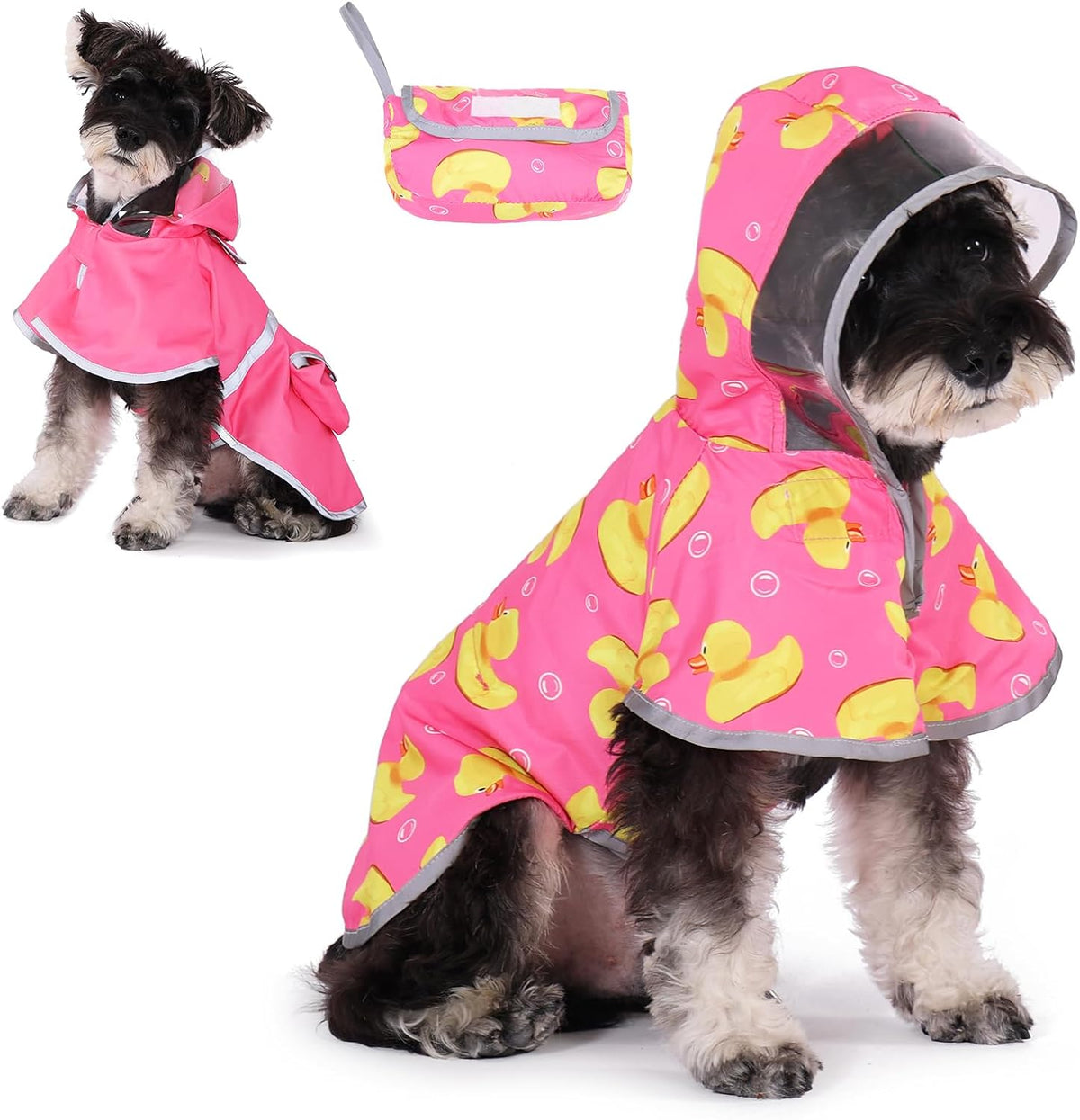 KOOLTAIL Dog Raincoats for Medium Small Dogs, Reversible Pet Rain Jacket Coat, Waterproof Reflective Puppy Poncho with Leash Hole, Adjustable Clear Hooded Double Layer with Easy Storage Pocket, M - Image 11