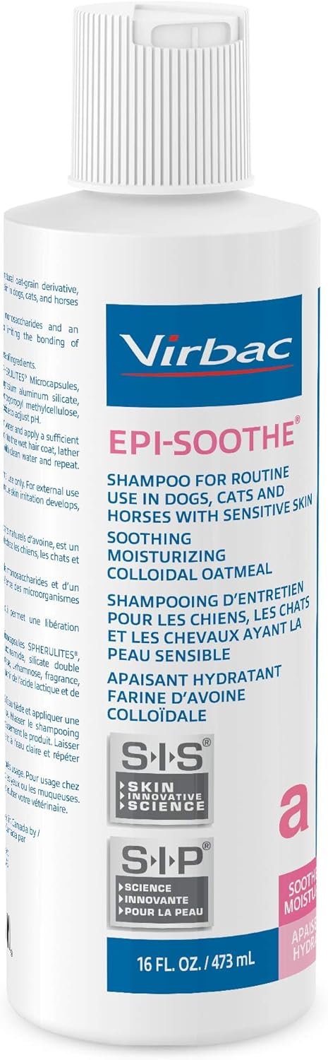 Virbac Epi-Soothe oatmeal based pet shampoo label