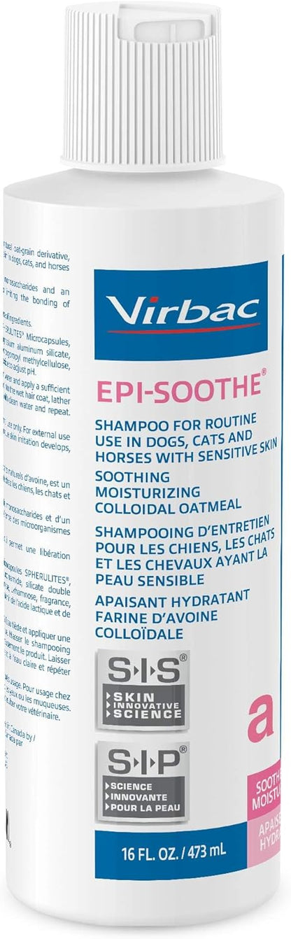 Virbac Epi-Soothe oatmeal based pet shampoo label