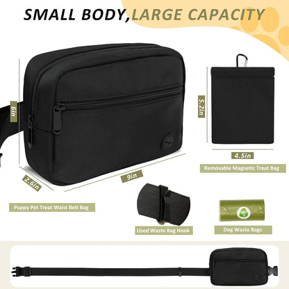 JRQCSJY versatile pet treat holder demonstrating the secure zipper compartment for carrying personal smartphones.
