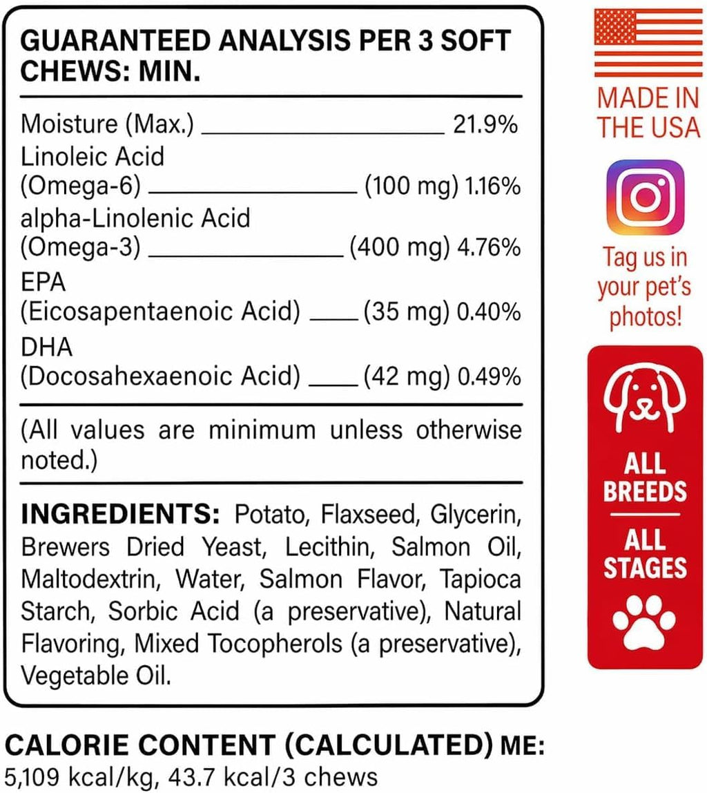 Bark&Spark dog shedding and itch relief soft chews packaging