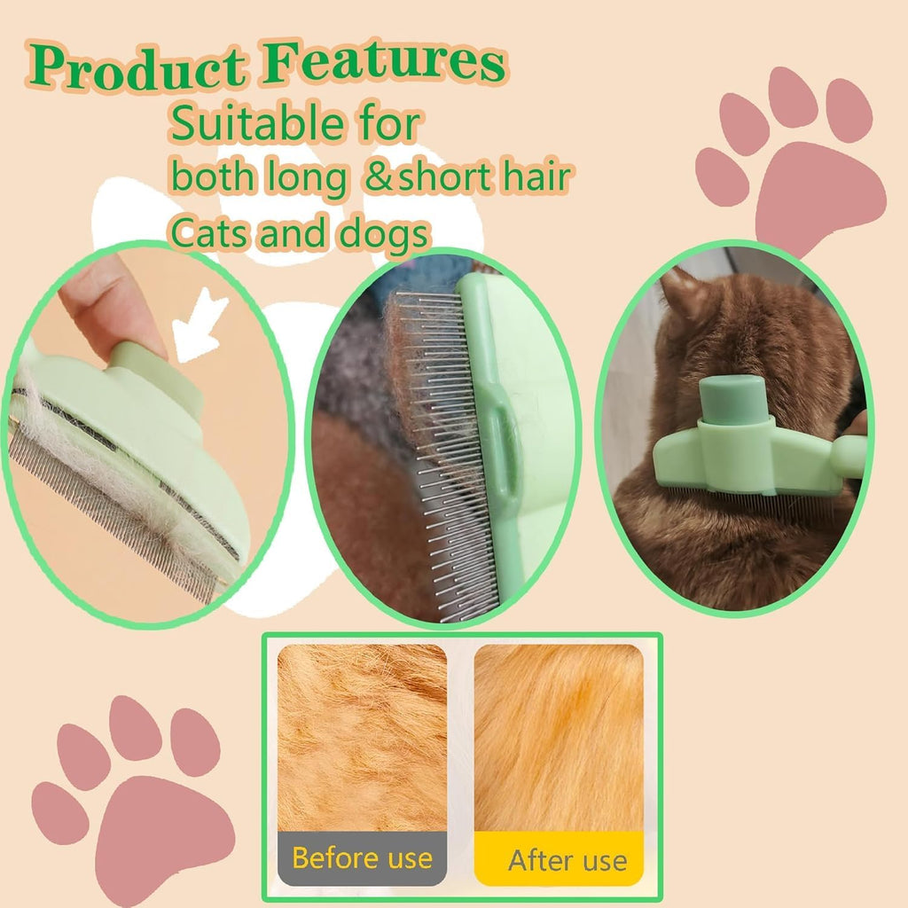 Two piece pet hair removal comb set for home grooming and flea control