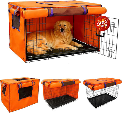 42-Inch Grey Dog Crate Cover - Light-Blocking Protective Cover with Roller Shades, Sound-Dampening Sunshade for Wire Kennels, Features Breathable Side Window (Cover Only) - Image 11
