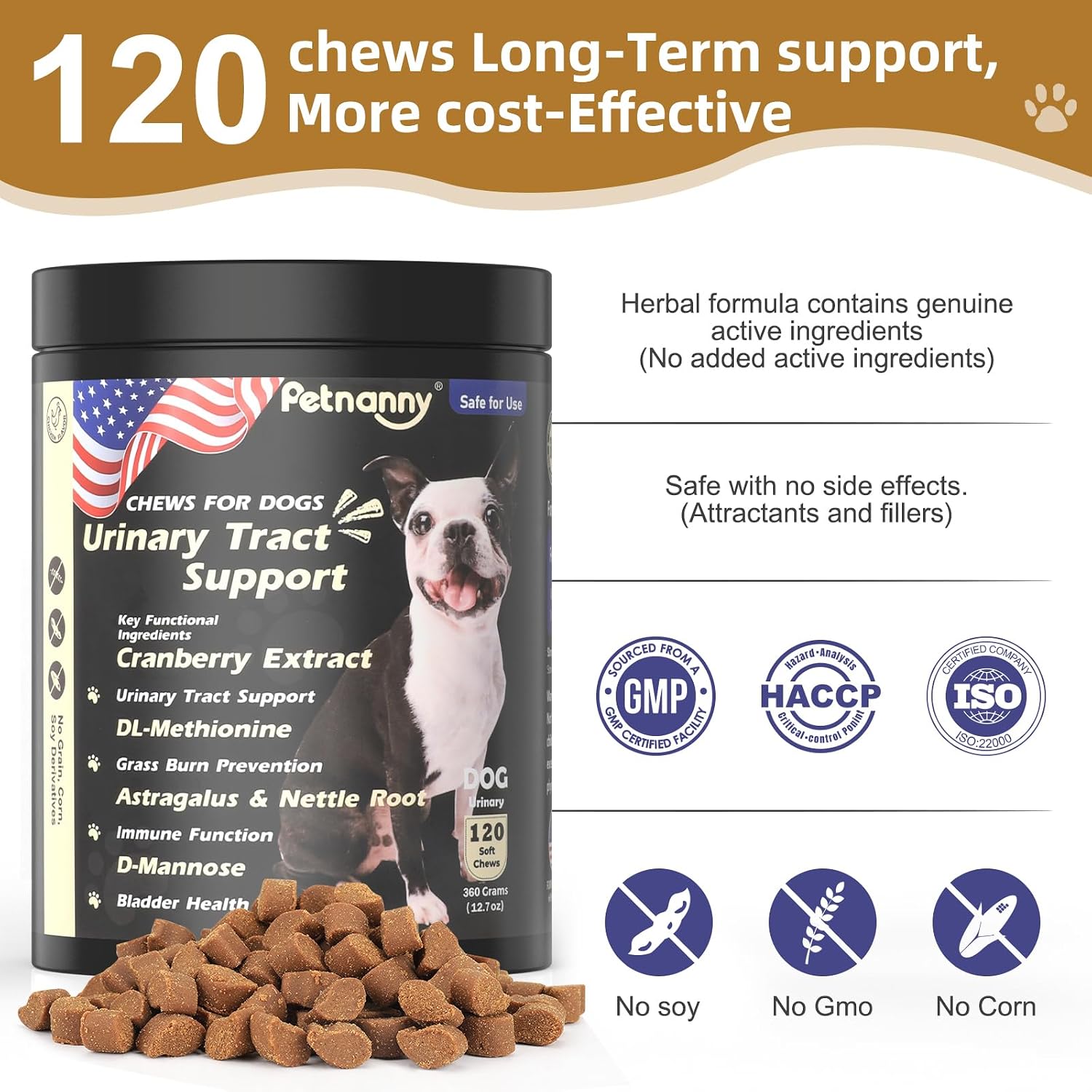 Petnanny pet health care supplement bottle close up view