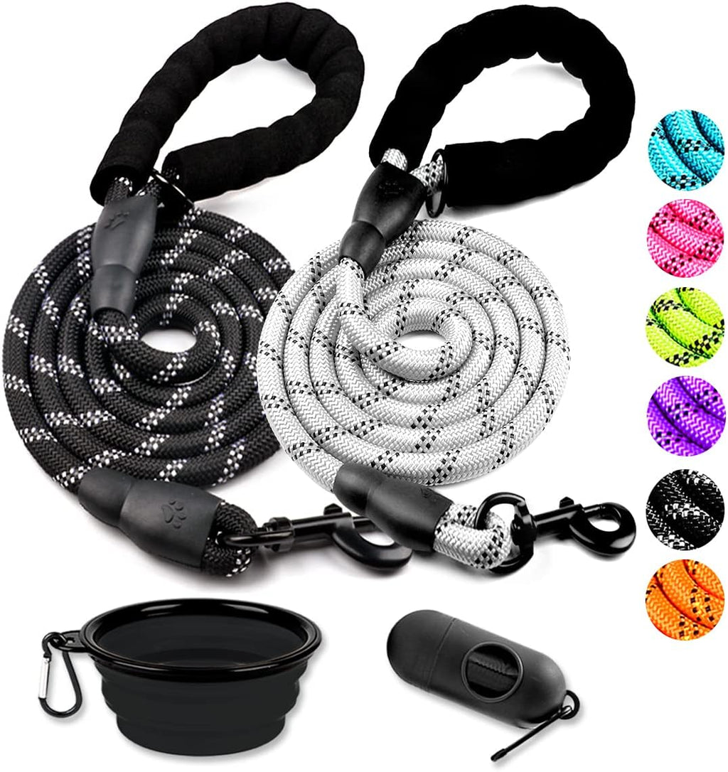 COOYOO 2 Pack Dog Leash 5 FT Heavy Duty - Comfortable Padded Handle - Reflective Dog Leash for Medium Large Dogs with Collapsible Pet Bowl - Image 13