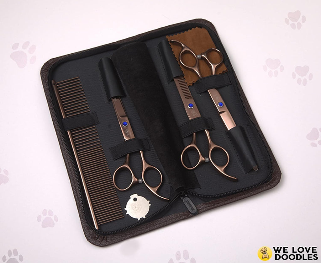 We Love Doodles straight dog trimming scissors with rounded safety blunt tips