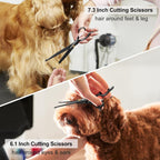 CIICII ten piece pet hair cutting kit with ergonomic offset handles