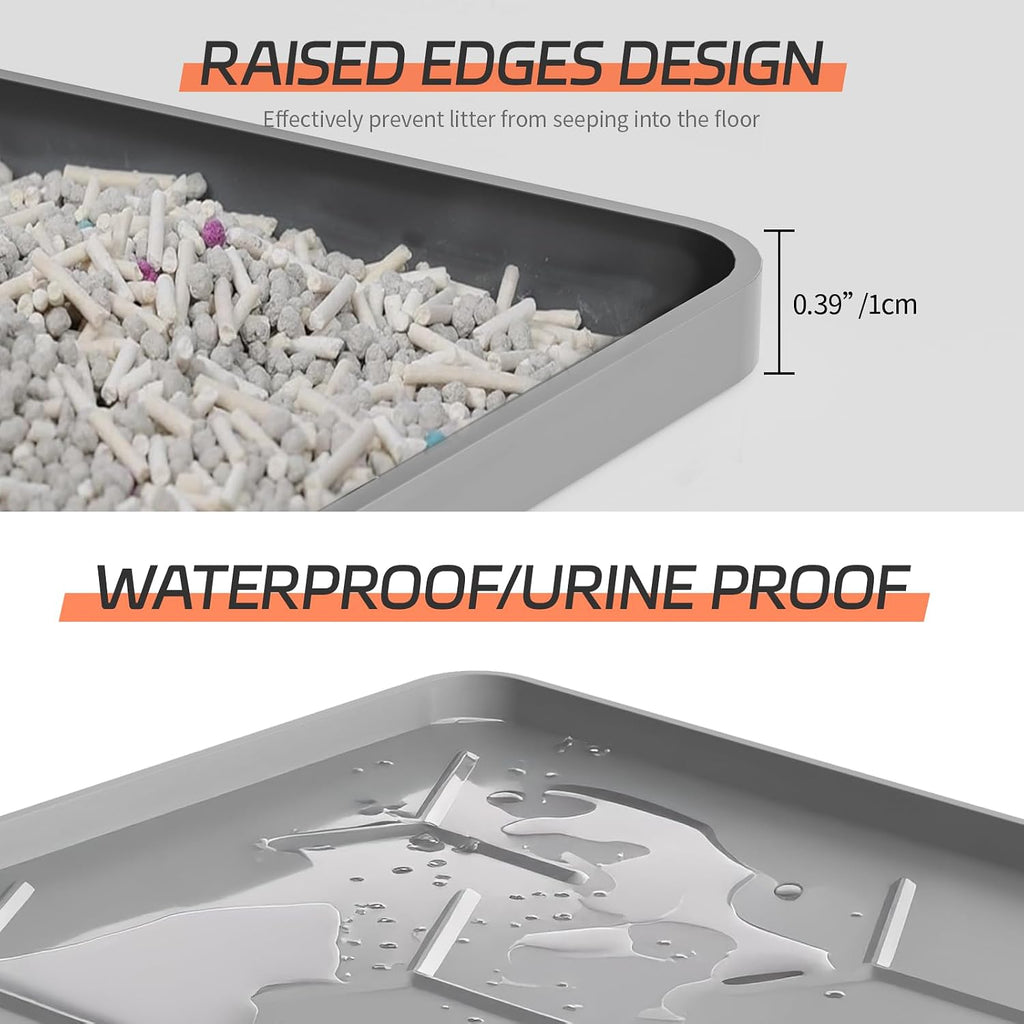 Close-up of the raised Y-shaped pattern on the Bulkniu grey silicone litter trapping mat.